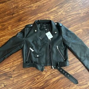 Forever 21 Black Leather Cropped Jacket